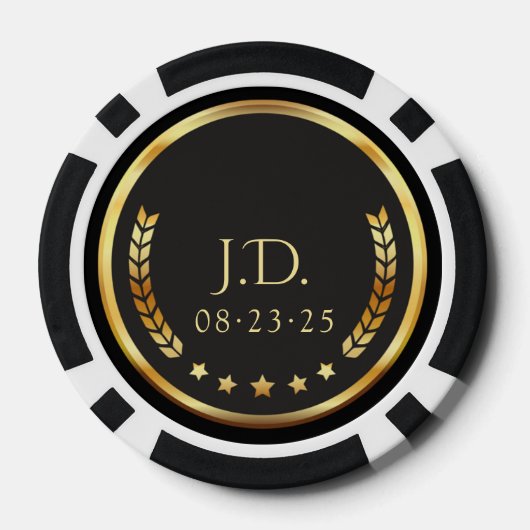 Black & Gold Personalized Casino Chips (Rückseite)