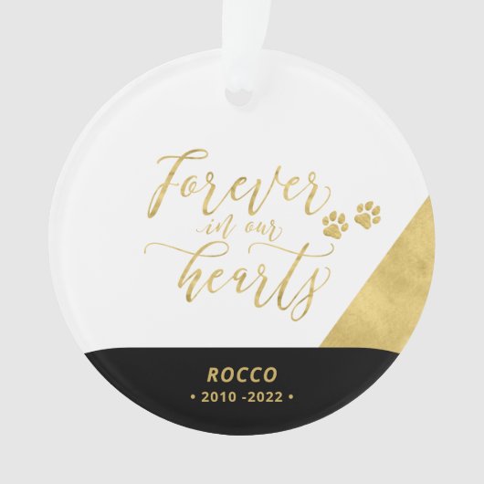 Black & Gold Pet Dog Memorial Photo Ornament (Vorderseite)