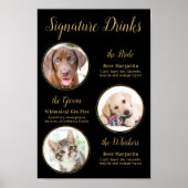 Black Gold Pet Hochzeit 3 Fotos Signature Drinks Poster (Vorne)
