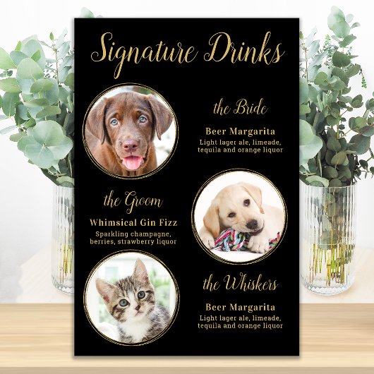 Black Gold Pet Hochzeit 3 Fotos Signature Drinks Poster