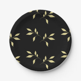 Black & Gold Petal Luxe Elegantes Essen Pappteller