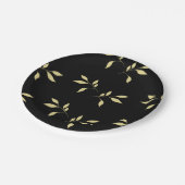 Black & Gold Petal Luxe Elegantes Essen Pappteller (Schrägansicht)