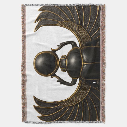 Black & Gold Pharaonic Beetle Throw Blanket Decke (Vorderseite Vertikal)
