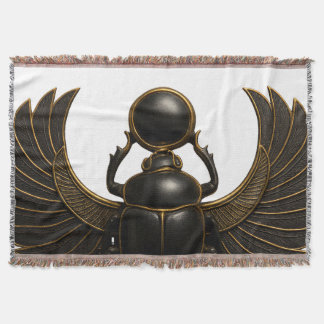 Black & Gold Pharaonic Beetle Throw Blanket Decke
