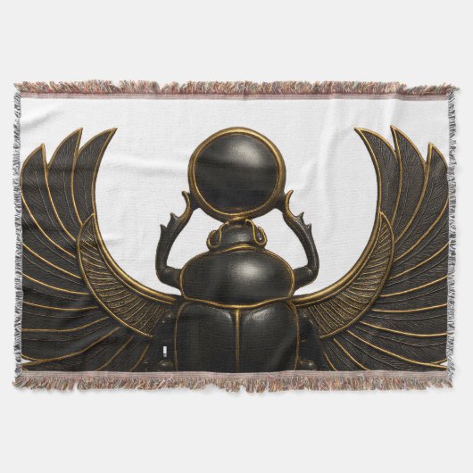 Black & Gold Pharaonic Beetle Throw Blanket Decke (Vorderseite)