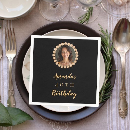 Black gold photo diamonds serviette