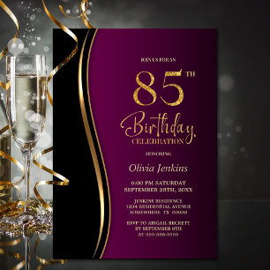 Black Gold Pink 85. Geburtstagsparty Einladung