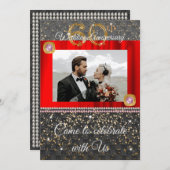 Black Gold & Pink Diamond 60. Hochzeitstag Einladung (Vorne/Hinten)