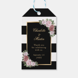 Black Gold Pink Floral Hochzeit Danke für Ihre Unt Geschenkanhänger