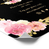 Black Gold Pink Floral Oh Snap Hochzeitszeichen Poster (Ecke)