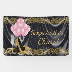 Black Gold Pink High Heel Shoe Geburtstagsbanner Banner