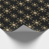 Black Gold Pink Snowflake Weihnachtsmuster Geschenkpapier (Ecke)