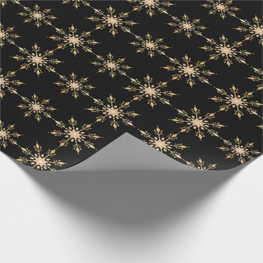 Black Gold Pink Snowflake Weihnachtsmuster Geschenkpapier (Ecke)