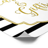 Black Gold Pink Watercolor Blumenkarten Schild (Ecke)