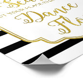 Black Gold Pink Watercolor Blumenzettel Poster (Ecke)