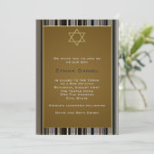 Black Gold Pinstripe Star von David Bar Mitzvah Einladung (Stehend Vorderseite)