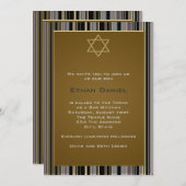 Black Gold Pinstripe Star von David Bar Mitzvah Einladung (Vorne/Hinten)