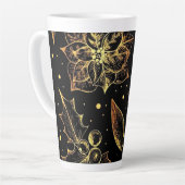 Black & Gold Poinsettias & Holly Milchtasse (Linke Ecke)