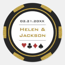 Black Gold Poker Chip Las Vegas Casino Hochzeit Runder Aufkleber