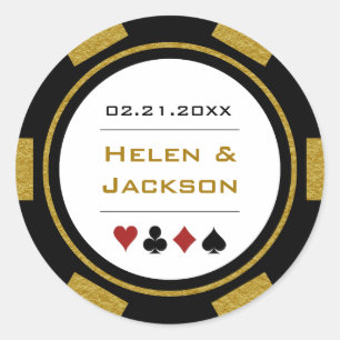 Black Gold Poker Chip Las Vegas Casino Hochzeit Runder Aufkleber