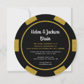 Black Gold Poker Chip Las Vegas Wedding Eloped Einladung (Rückseite)