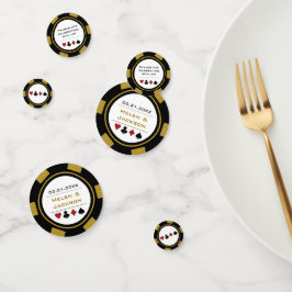 Black Gold Poker Chip Las Vegas Wedding Konfetti