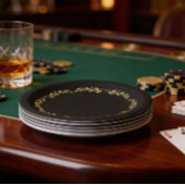 Black & Gold Poker Night Party Plates Pappteller