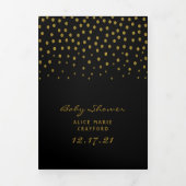 Black & Gold Polka Dot, Baby Showsuite Dreifach Gefaltete Einladung (Cover)