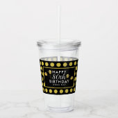 Black Gold Polka Dots Personalisiert Acryltrinkbecher (Vorderseite)