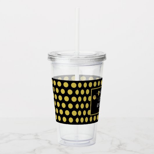 Black Gold Polka Dots Personalisiert Acryltrinkbecher (Rechts)