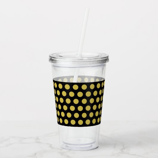 Black Gold Polka Dots Personalisiert Acryltrinkbecher (Rückseite)