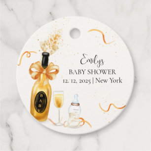 Black Gold Poppin Flaschen Champagne Baby Dusche Geschenkanhänger