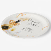 Black Gold Poppin Flaschen Champagne Baby Dusche Pappteller (Schrägansicht)