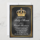 Black Gold Prince Baby Dusche Einladung (Vorderseite)