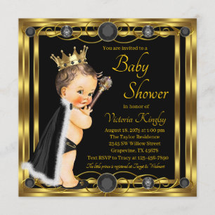 Black Gold Prince Baby Dusche Einladung