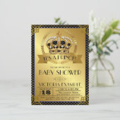 Black Gold Prince Baby Dusche Einladung (Stehend Vorderseite)