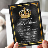 Black Gold Prince Baby Dusche Einladung
