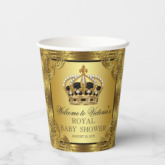 Black Gold Prince Baby Duschpapiertafeln Pappbecher (Rückseite)