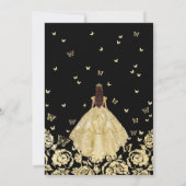 Black Gold Princess Gown Quinceanera Einladung (Rückseite)