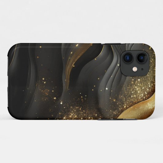 Black Gold Prinkle Case-Mate iPhone Hülle (Rückseite (Horizontal))