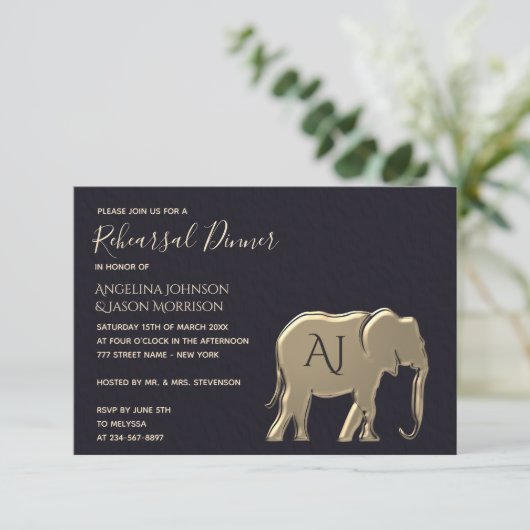 Black Gold Probe Dinner Einladung (Stehend Vorderseite)