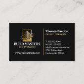Black Gold Professional Builder Konstruktion Visitenkarte (Rückseite)
