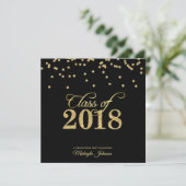 Black & Gold Punkt Glitzer Class of 2018 Party Einladung (Stehend Vorderseite)