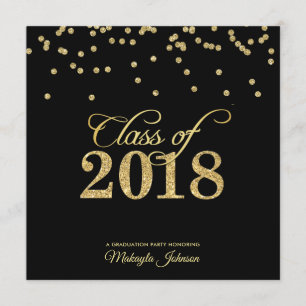 Black & Gold Punkt Glitzer Class of 2018 Party Einladung