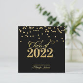 Black & Gold Punkt Glitzer Class of 2022 Party Einladung (Stehend Vorderseite)