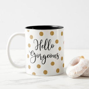 Black Gold Punkt Script Hallo Gorgees Zweifarbige Tasse