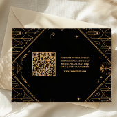 Black Gold QR Code Geometric Art Deco Hochzeit Begleitkarte