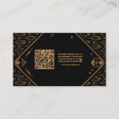 Black Gold QR Code Geometric Art Deco Hochzeit Begleitkarte (Vorderseite)