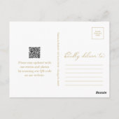 Black Gold QR Code Hochzeit speichern das Datum Postkarte (Rückseite)