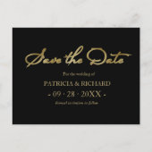 Black Gold QR Code Hochzeit speichern das Datum Postkarte (Vorderseite)
